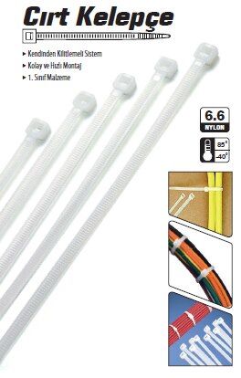 Cırt Kelepçe 3.6x150mm 15cm 100 Adet Beyaz -T4950