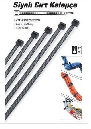 Cırt Kelepçe 8mmx450mm 45cm 100 Adet Siyah 8x450