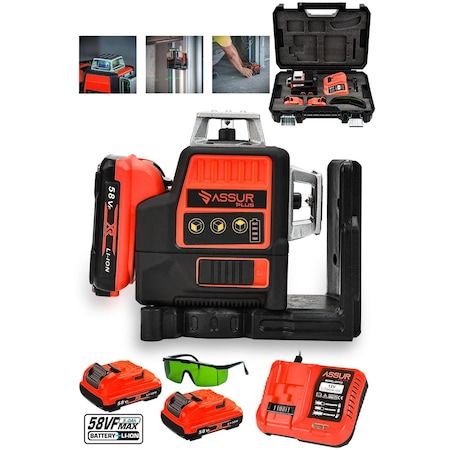 ASSUR 58vf Çift Akülü 12 Köşe 360 Otomatik Hizalamalı Lazer Metre