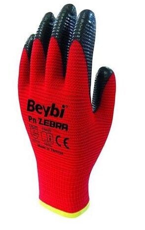 Beybi PN Zebra Nitril Eldiven Kırmızı Siyah