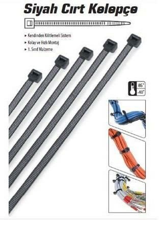 Cırt Kelepçe 4.8x350mm 100 Adet Siyah 4.8x35cm