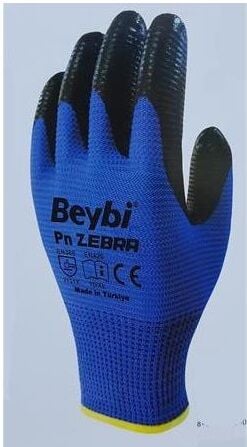 Beybi PN Zebra Nitril Eldiven Mavi Siyah