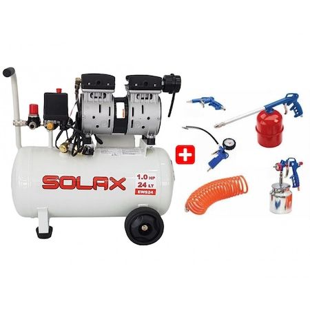 Solax EWS 24 Süper Sessiz Yağsız Kompresör 24 Lt + 5'li Aksesuar