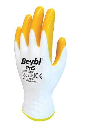 Beybi PN5 Nitril Eldiven Turuncu Sarı