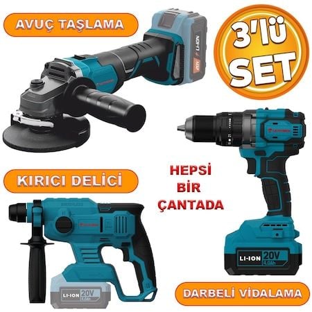 Catpower 4235 Akülü Kömürsüz Li-ion 20 V 4.0 Ah Batarya Avuç Taşlama Kırıcı Delici Darbeli Vidalama