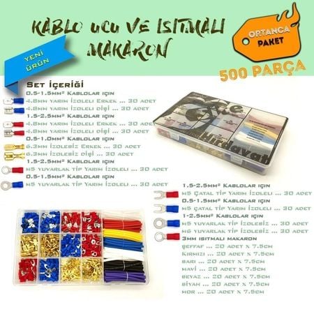 500 Parça Kablo Ucu Ve Makaron Seti