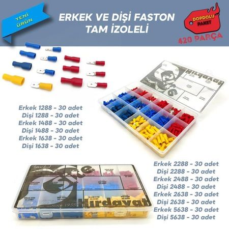 Tam İzoleli Faston Terminal Seti. Dopdolu Paket 420 Parça