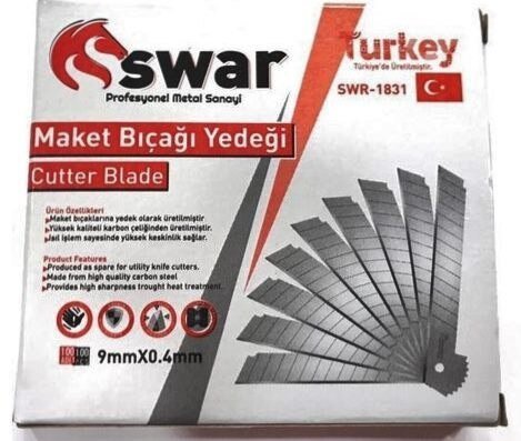 Maket Bıçağı Yedeği Ucu Paket 100 Adet ( 9 mm ) DAR SWAR