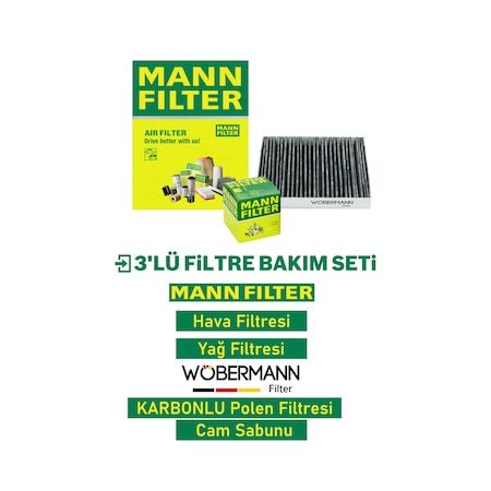 Wöbermann+mann Vw Jetta 1.4 Tsi Filtre Bakım Seti 2011-2015 3k