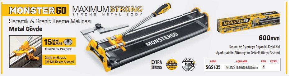 SGS SERAMİK GRANİT KESME MAKİNASI MONSTER 60   SGS 135