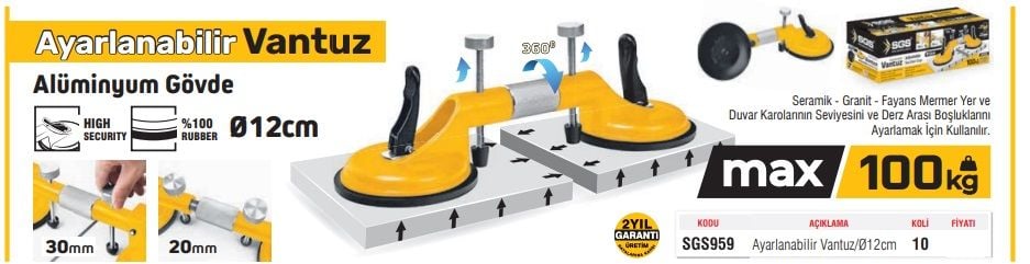 SGS AYARLANABİLİR VANTUZU 100 KG  SGS 959