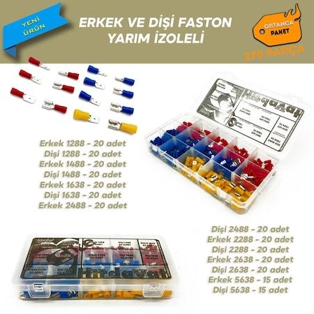 Yarım İzoleli Faston Terminal Seti. Ortanca Paket 270 Parça