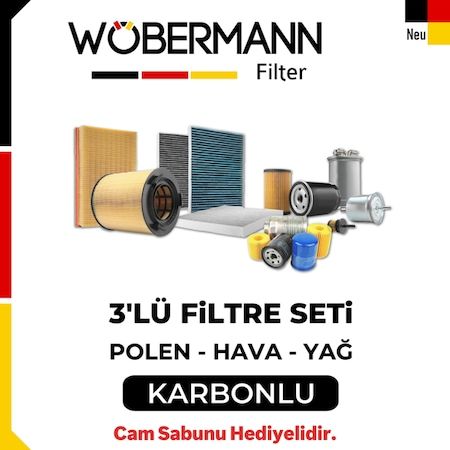 Wöbermann Ford Fiesta 1.4 1.5 TDCI Filtre Bakım Seti 2013-2016 3'lü Karbonlu