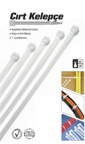 Cırt Kelepçe 2.5x200mm BEYAZ 100 Adet Kablo Bağı 2.5x20cm
